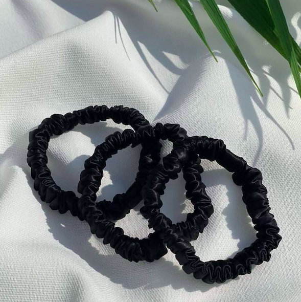 1cm small 100% mulberry silk hair scrunchies