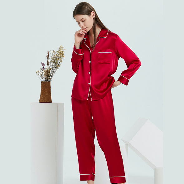 100% silk pajamas 2pcs set