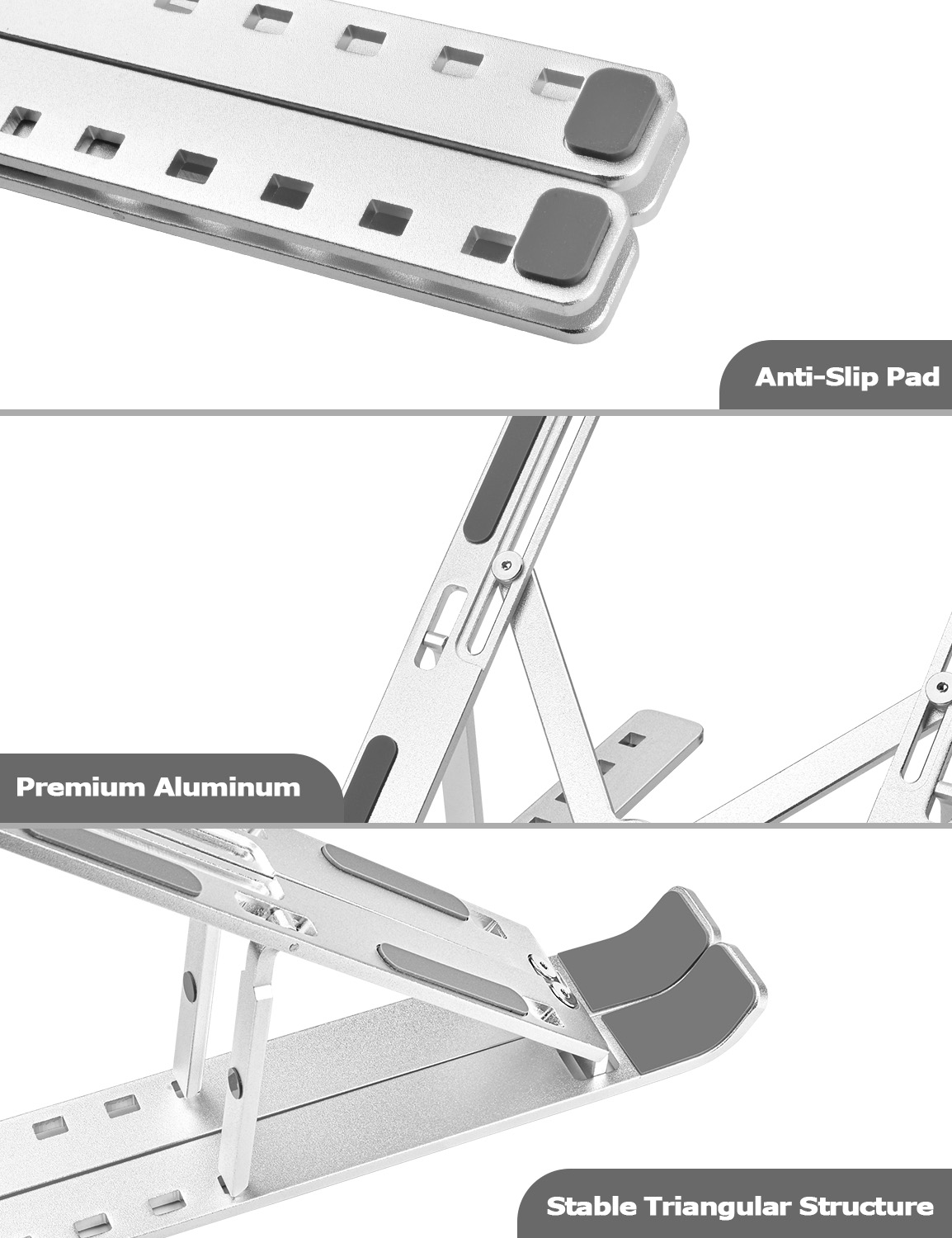 PHOCAR Portable Laptop Stand for Desk, Ergonomic Aluminum Computer
