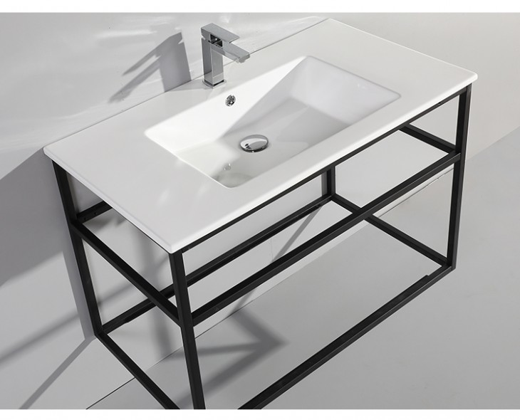 Hotel Bathroom Compact Free Standing Metal Vanity Sink Unit