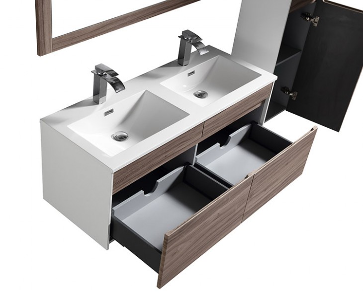 Double Basin Modern Bathroom Furniture Vanity Set