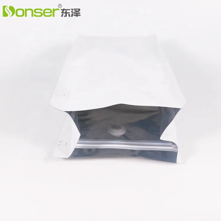 Resealable Matt Coffee Packages Bags Block Bottom With Tear Zipper Bag With One Way Valve
