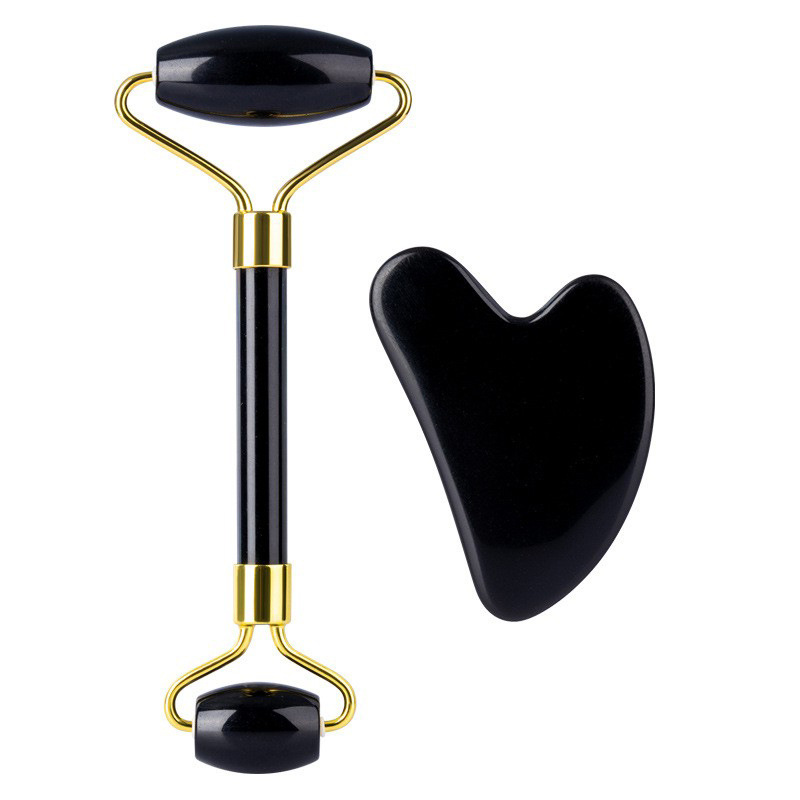 Natural Jade Gua Sha Facial Roller Set Massage Tool