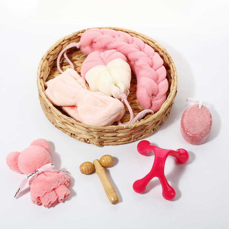 Bath Set Loofah Skincare Kit Brush Cleaner Tool Spa Gift Box