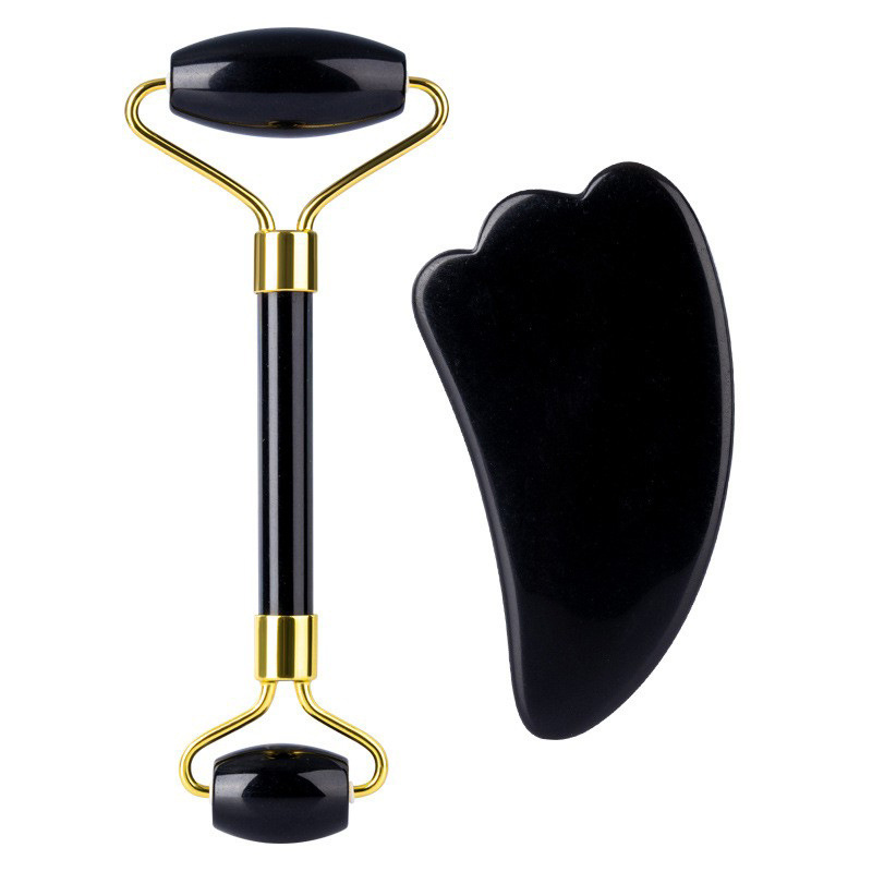 Natural Jade Gua Sha Facial Roller Set Massage Tool