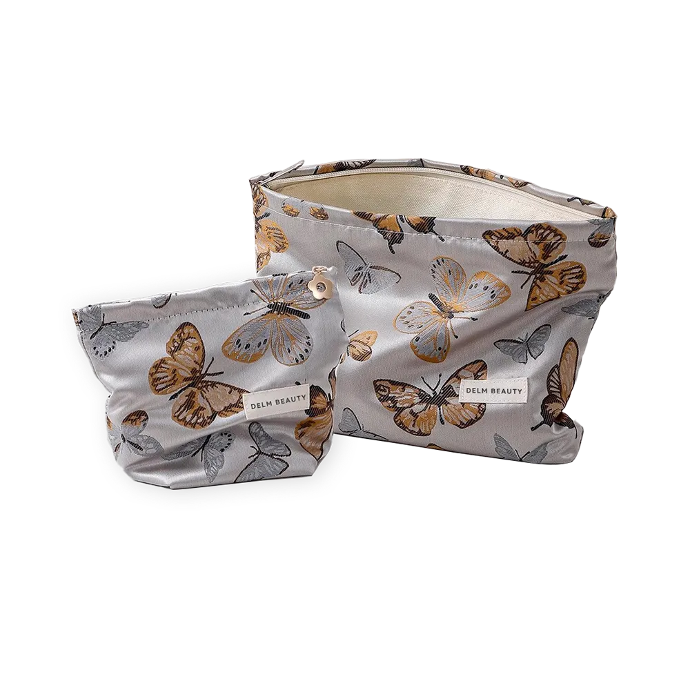 Unique Bargains Portable Embossed Butterfly Makeup Bag