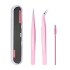 Lash Tweezers Set of 3 With Brush Stainless Steel Tweezers