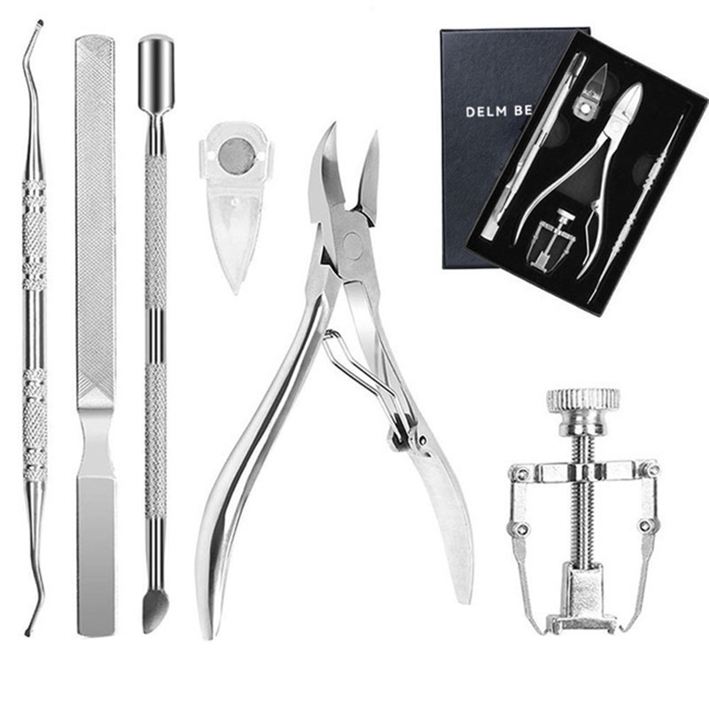 Ingrown Toenails Set, Manicure Made of High-Quality Stainless Steel for Nail Problems, Thick Nails and Paronychia, 6-Piece Profes