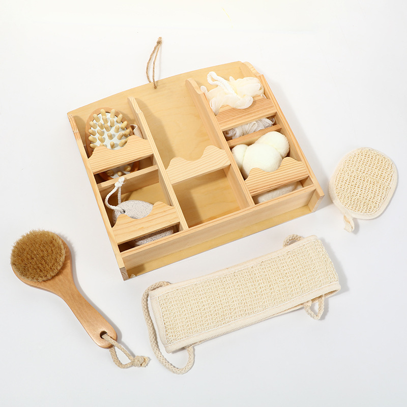 Bath Set Loofah Skincare Kit Brush Cleaner Tool Spa Gift Box