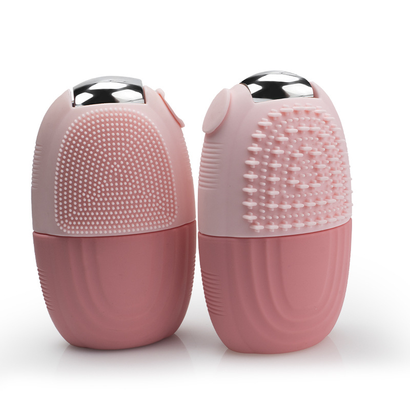 2-in-1 Silicone Roller Massage Face Ice Mold with Stainless Steel Roller