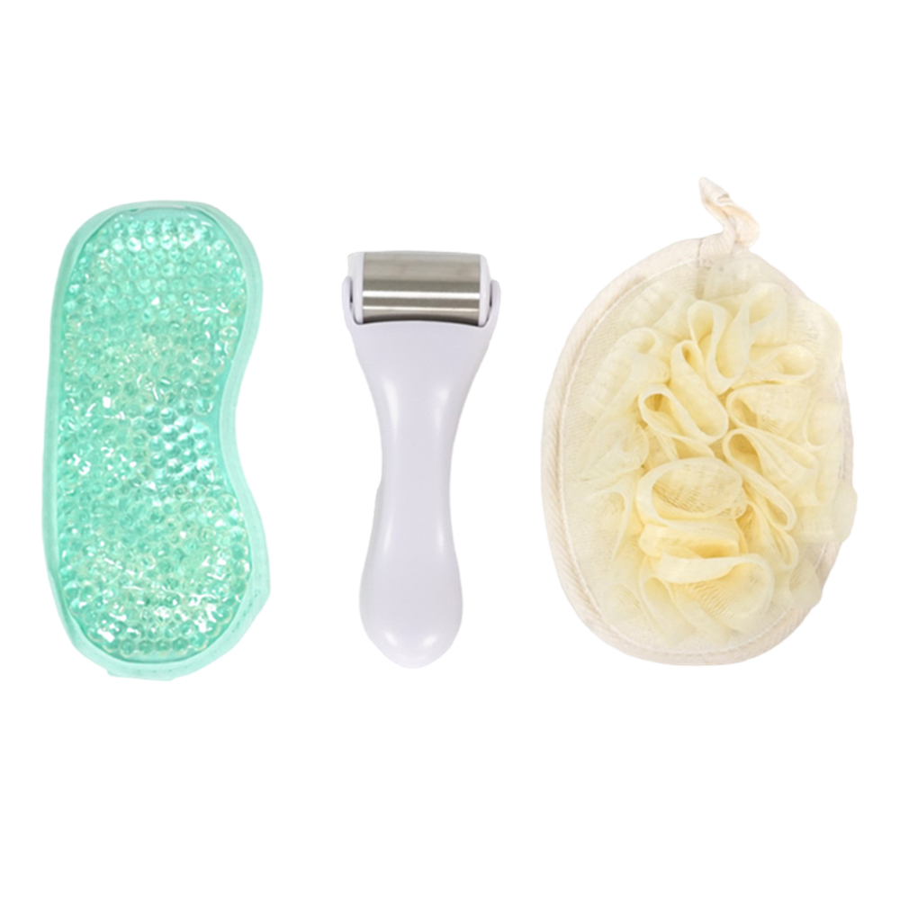 3 Pcs Spa: Cooling Gel Eye Mask, Cooling Face Roller Skin Care, bath balls to apply body care