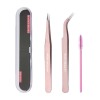 Lash Tweezers Set of 3 With Brush Stainless Steel Tweezers