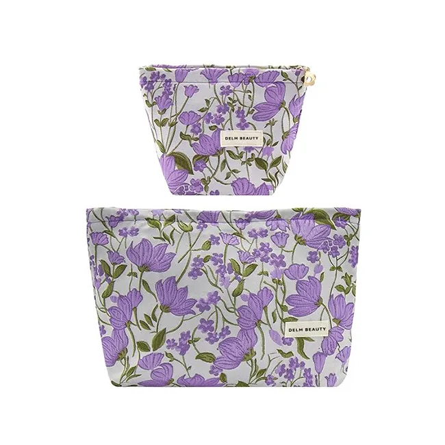 Makeup Bags, Large Cosmetic Bag Travel Toiletry Bag Organizer for Women, Embroidery Craft, Floral Makeup Bag Small Cosmetic Pouch Purse with Zipper Gifts for Girls Teen