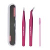Lash Tweezers Set of 3 With Brush Stainless Steel Tweezers