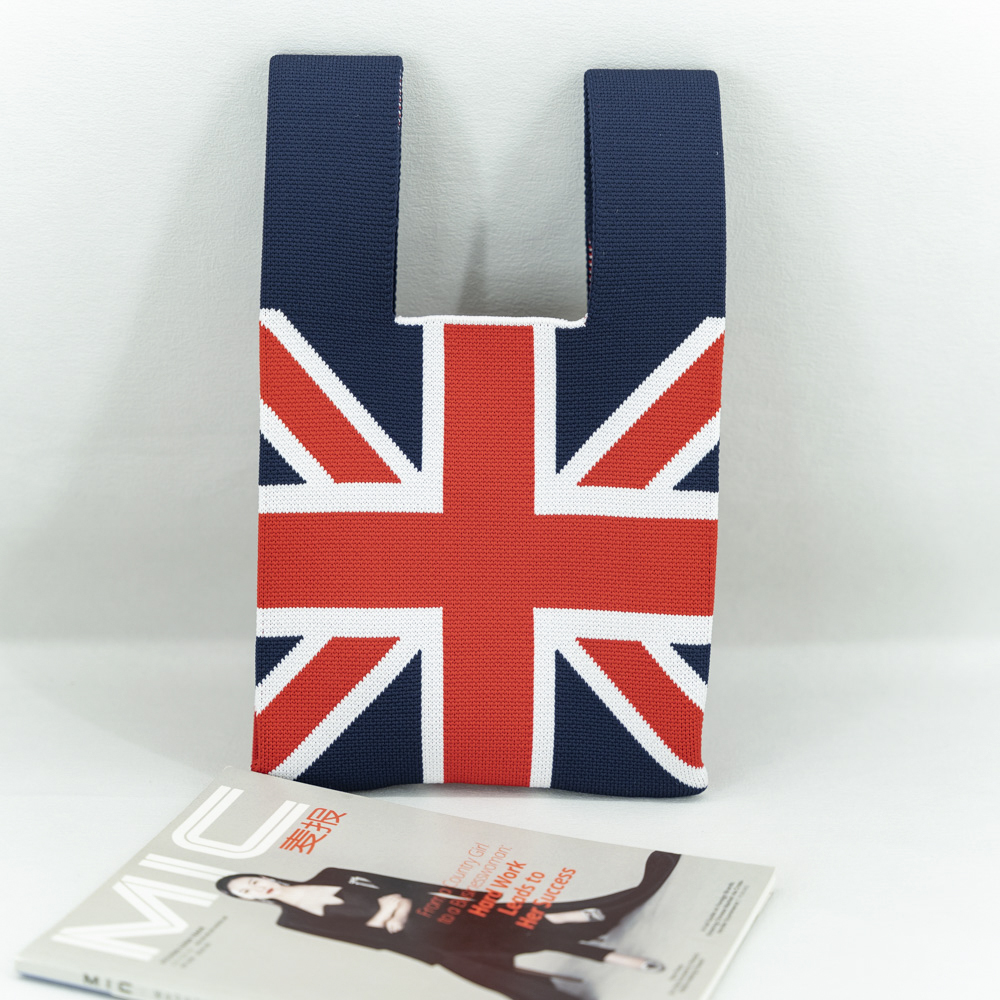 reusable various national  flag design  customized knitted tote bag
