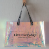 Custom logo printing webbing Handles  Laser Transparent Hologram Clear PVC Tote Bag