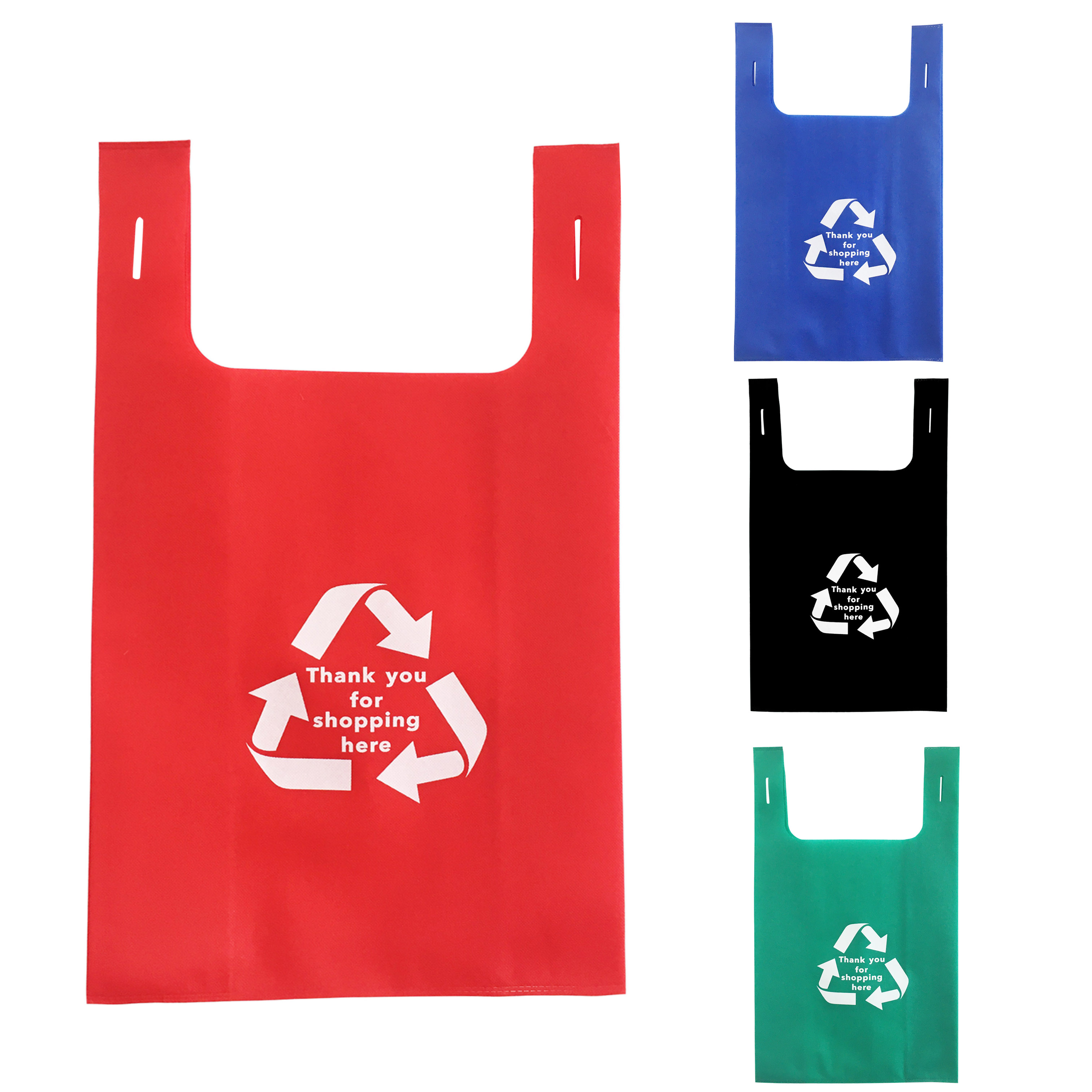 Custom logo printed reusable heat seal non woven vest shopping bag for supermarket