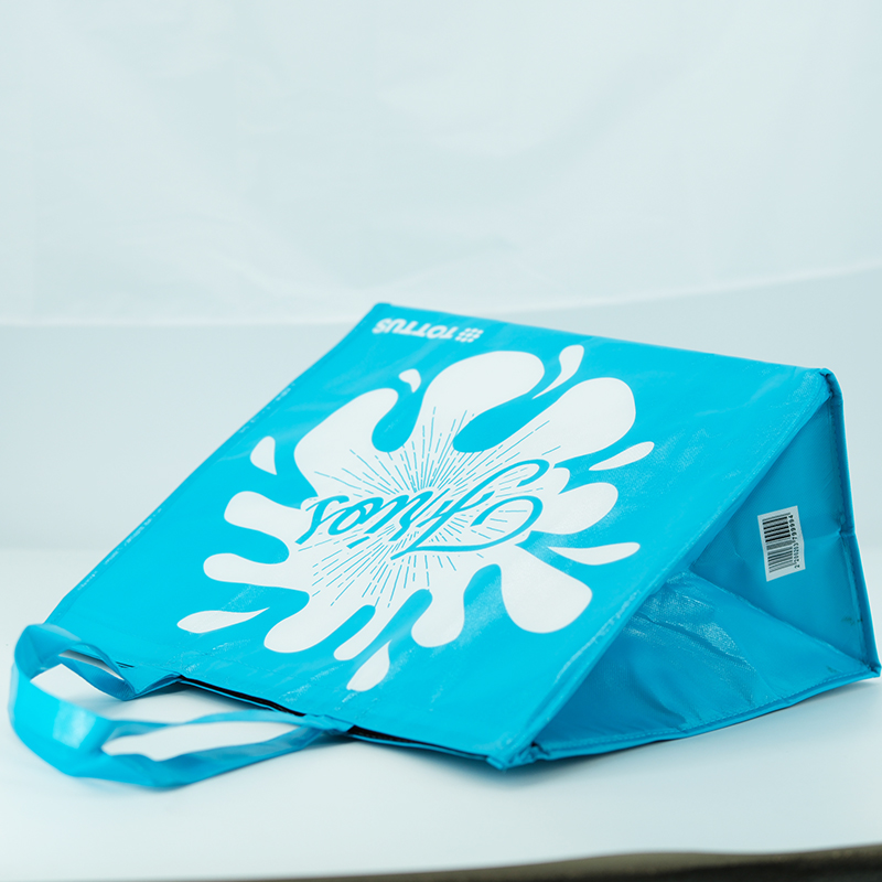 Laminated pp Fashion Blue Non Woven Big Laminated Lunch Cooler Bag with MAGIC TAPE closure - ICEK-1601