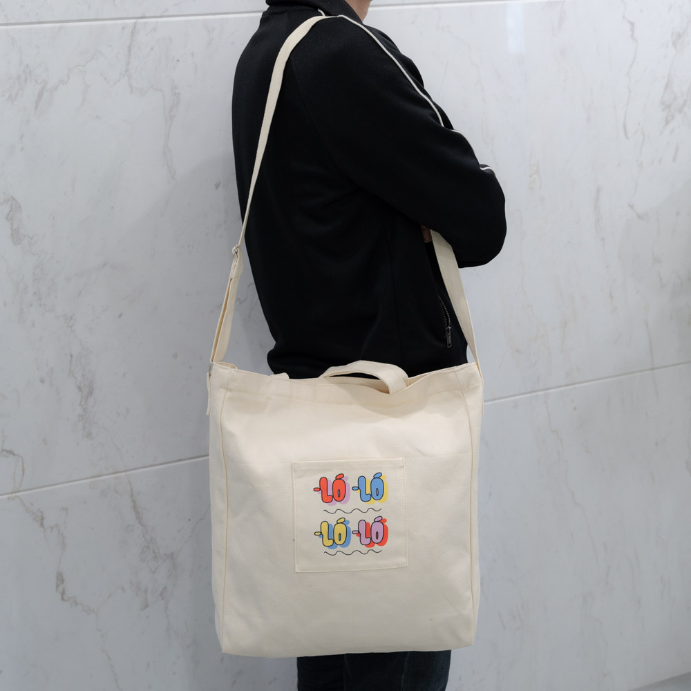 Large Size Multifunction Cotton Canvas Bag With Outside Pocket - CT23R016