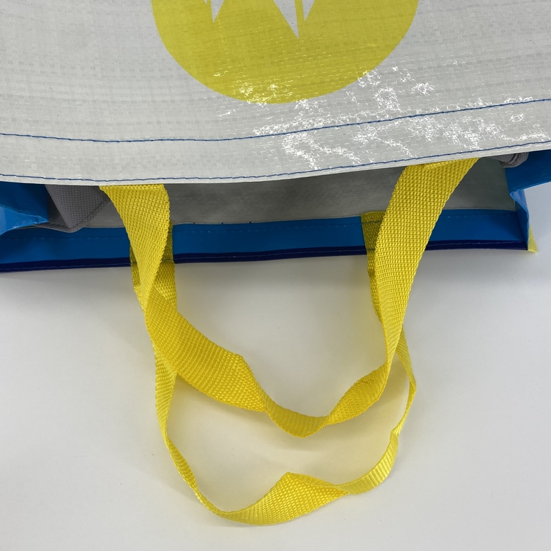 Wholesale pp woven with glossry lamination grocery reusable shopping bags custom logo - PW23R010