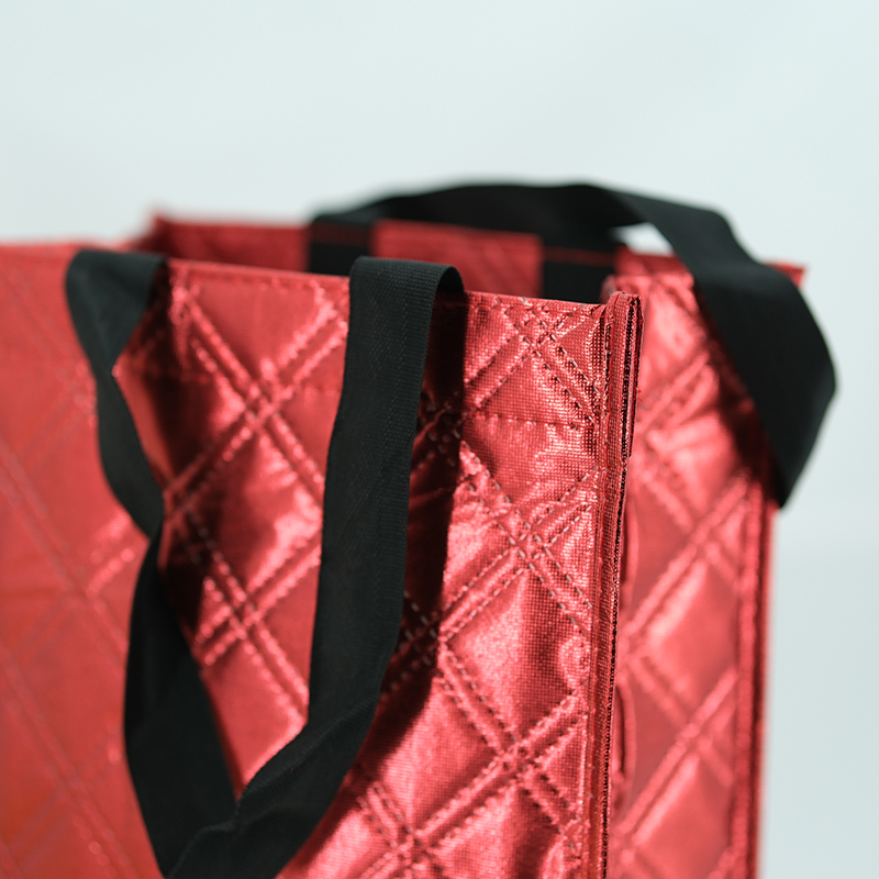 Reusable Golden laminated PP Non Woven Tote Gift Wine for one two Bottle Bags -    WB-1806