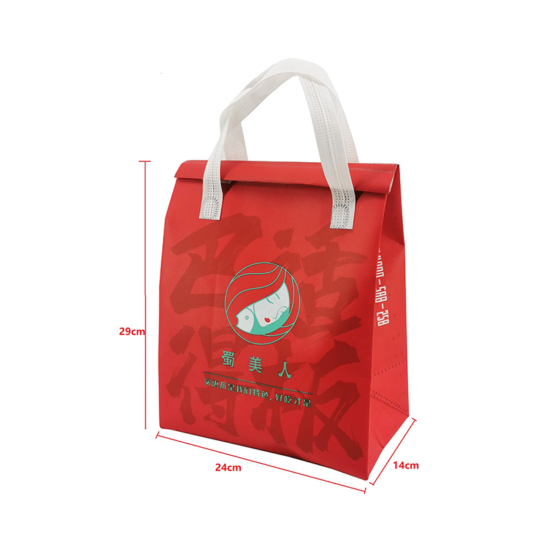 Ultrasonic coated PP non-woven takeaway lunch thermal cooler bag reusable disposable insulated food bag for takeout -