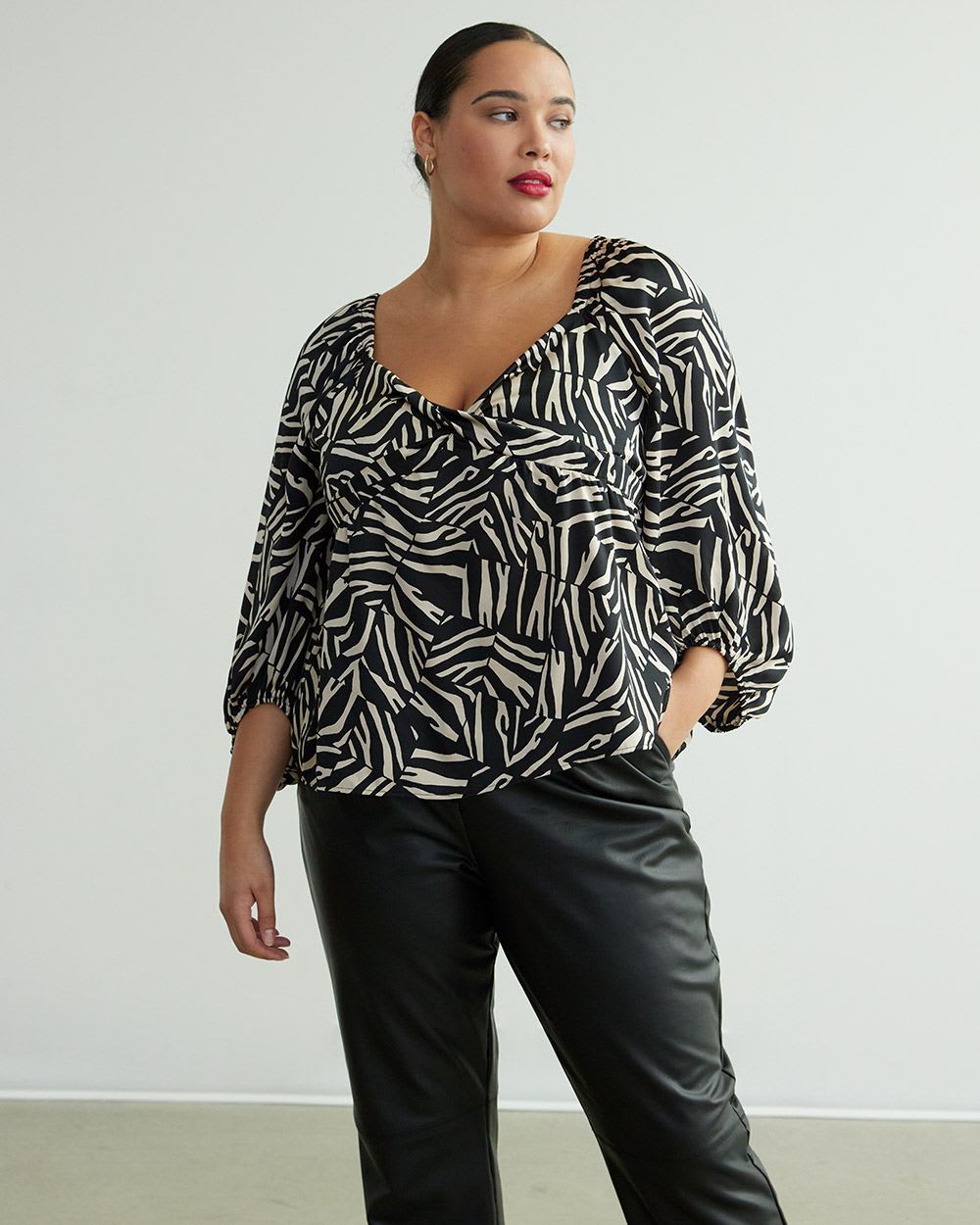 V-Neck Satin Blouse
