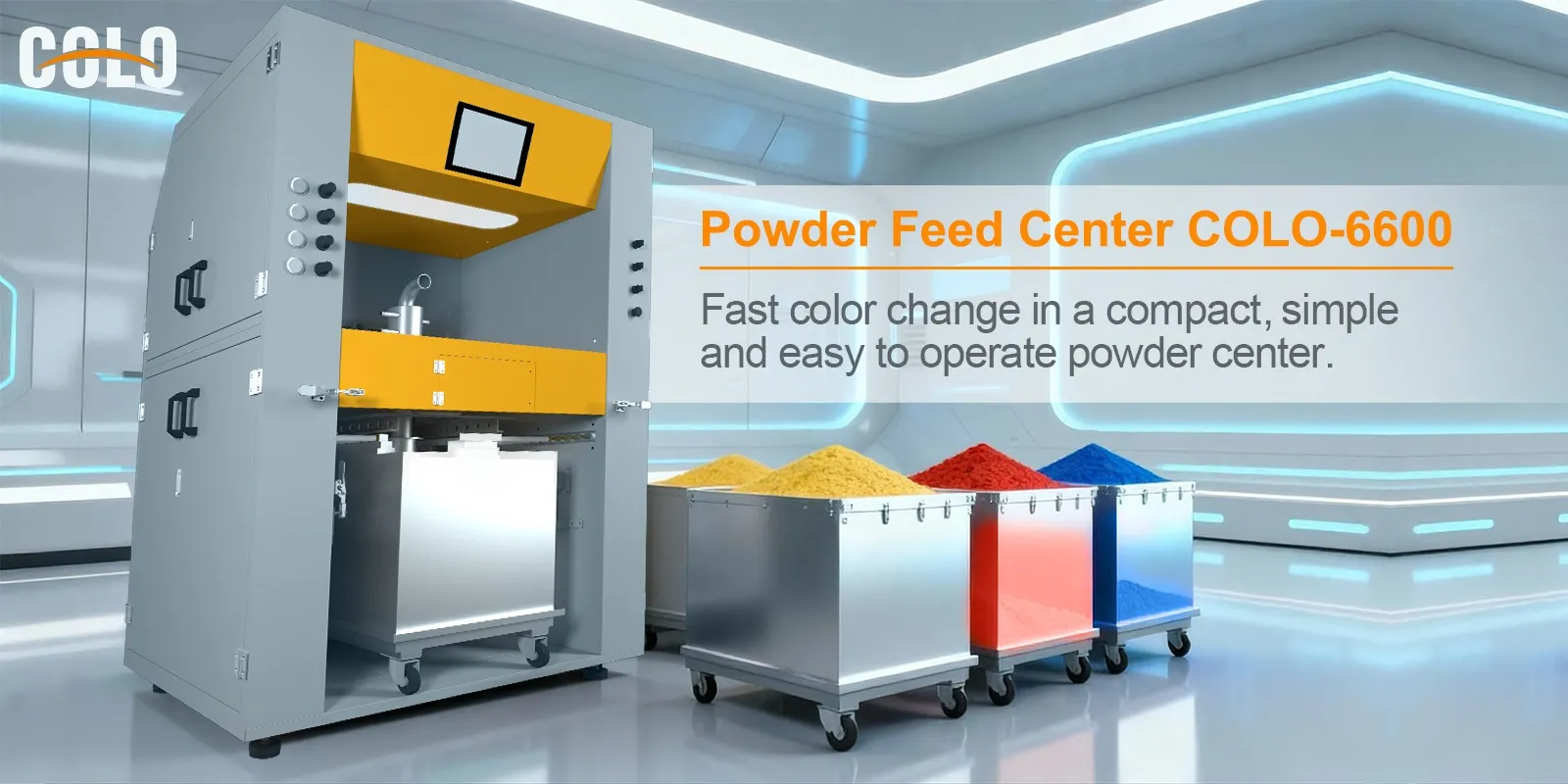 powder feed center for automatic powder coating