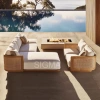 New Luxury Modern High Quality Sigma Furniture Teak Outdoor Furniture Weathered Teak with Mesh Sofa Set