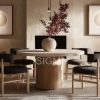 Modern style indoor restaurant furniture set, wooden marble table and chair set
