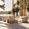 2025 Latest Fashion Solid Teak Vine Furniture Leisure Style Terrace Sofa Set