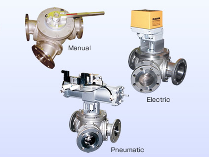 Threeway valve (also known as ball valve manual & electric & air