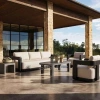 Modern Aluminum Outdoor Two-Seater Sofa for Garden Patio Leisure Furniture, with Sturdy Powder-Coated Frame and Soft Cushions