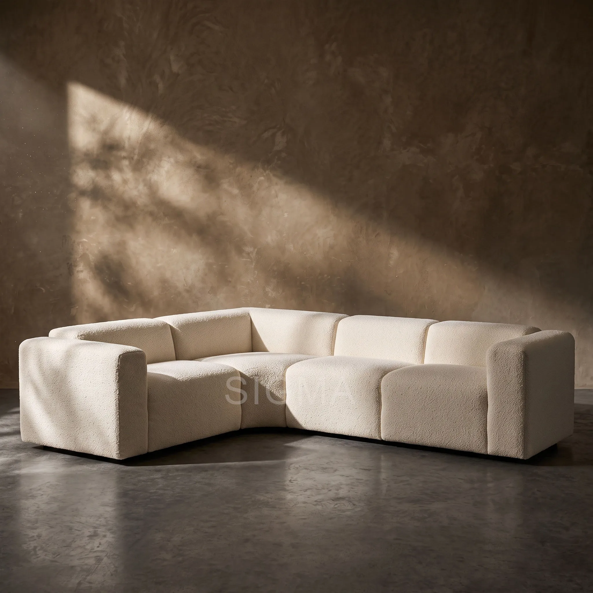 Luxury Bouclé Power Recliner Sofa, L-Shaped Reclining Sofa, Modern Living Room Furniture