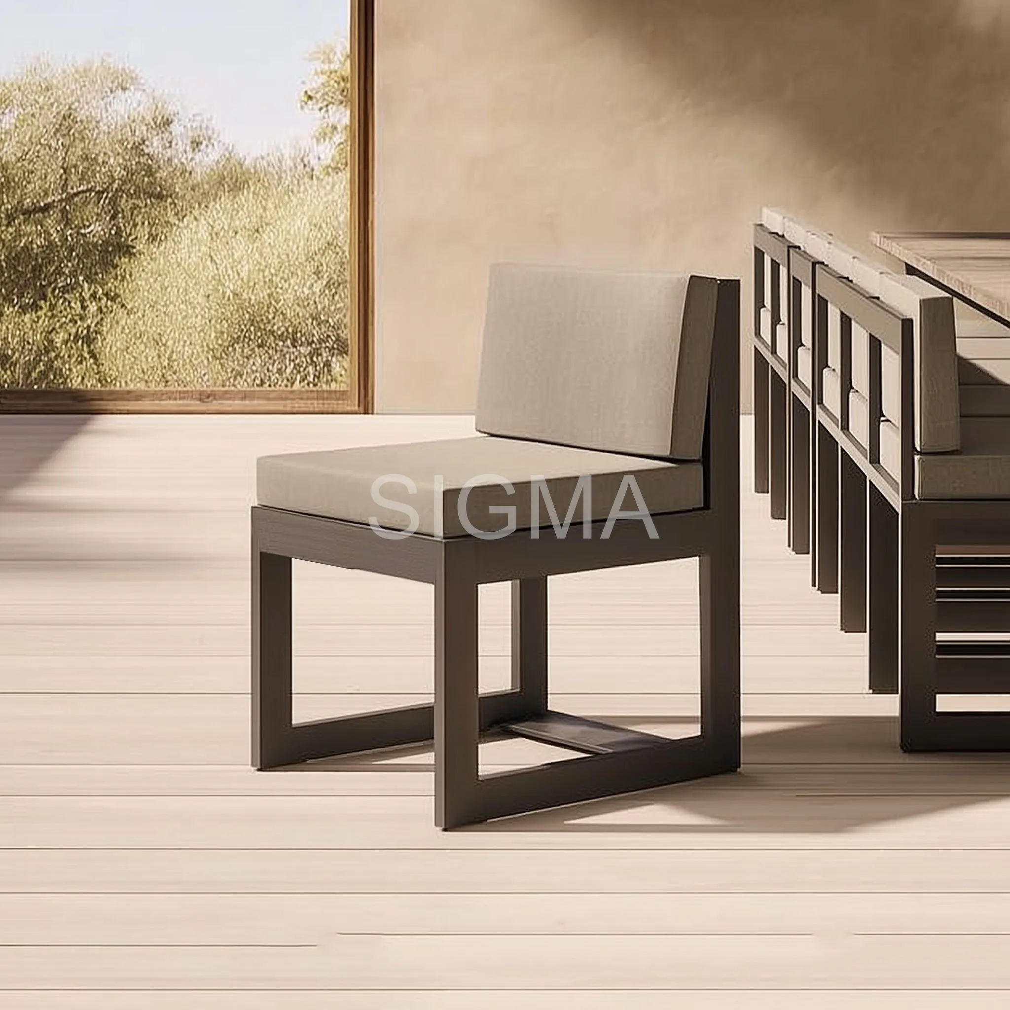 Sigma Aluminum Sofa Set Sunbathing Bed Outdoor Furniture Set Garden Sofa Chair Courtyard Furniture Restaurant Chair Sofa Set Furniture