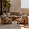 Modern Waterproof Outdoor Teak Sofa Set Weather resistant Courtyard Park Villa Living Room Courtyard Restaurant Garden