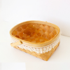Woven portable wood chip storage basket picnic basket souvenir basket kitchen miscellaneous storage basket