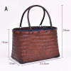 Bamboo bag hand-woven bag Japanese-style bamboo woven bag women's bamboo handbag bamboo woven basket tea set storage bag