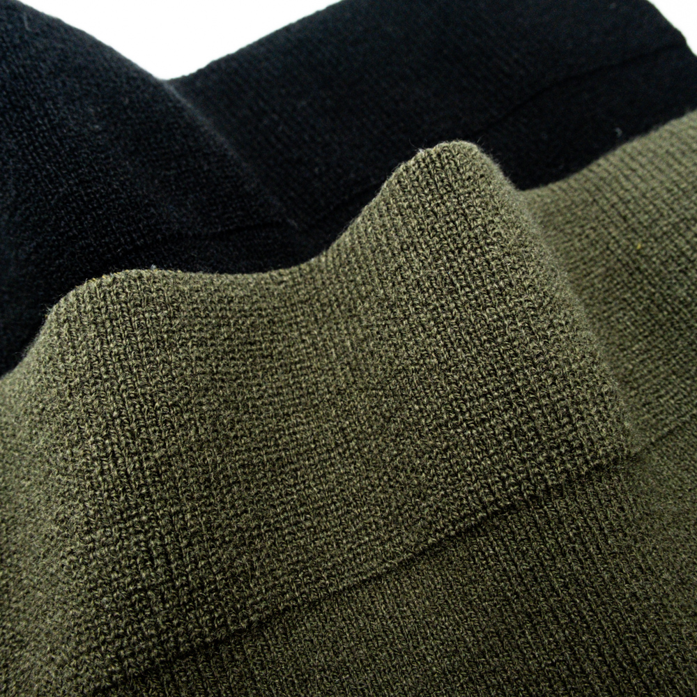 Rib cuffs and hem of coat