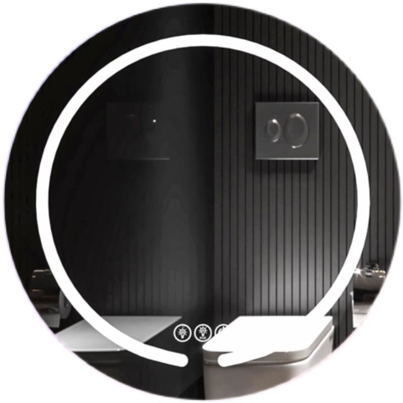 Round colorful backlit smart bathroom mirror toilet bathroom mirror