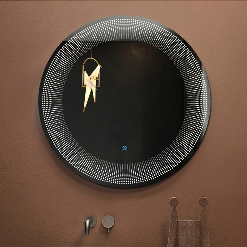 Round wall-mounted LED illuminated smart anti-fog mirror