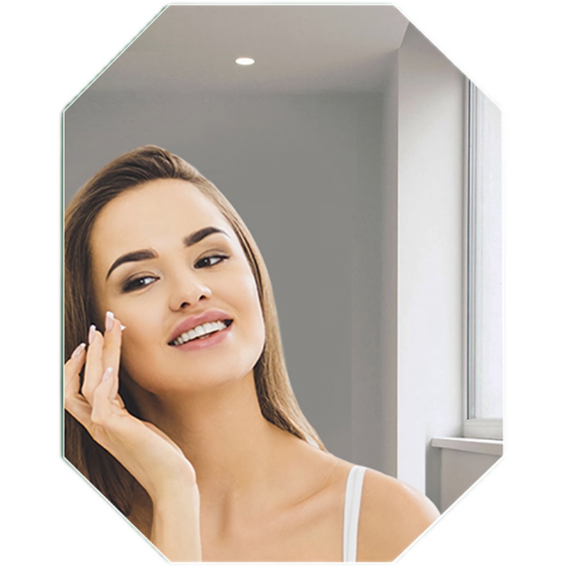 Octagonal explosion-proof hole-free wall-mounted mirror