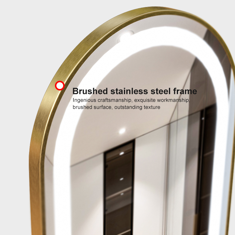 Stainless steel frame smart mirror with LED light
