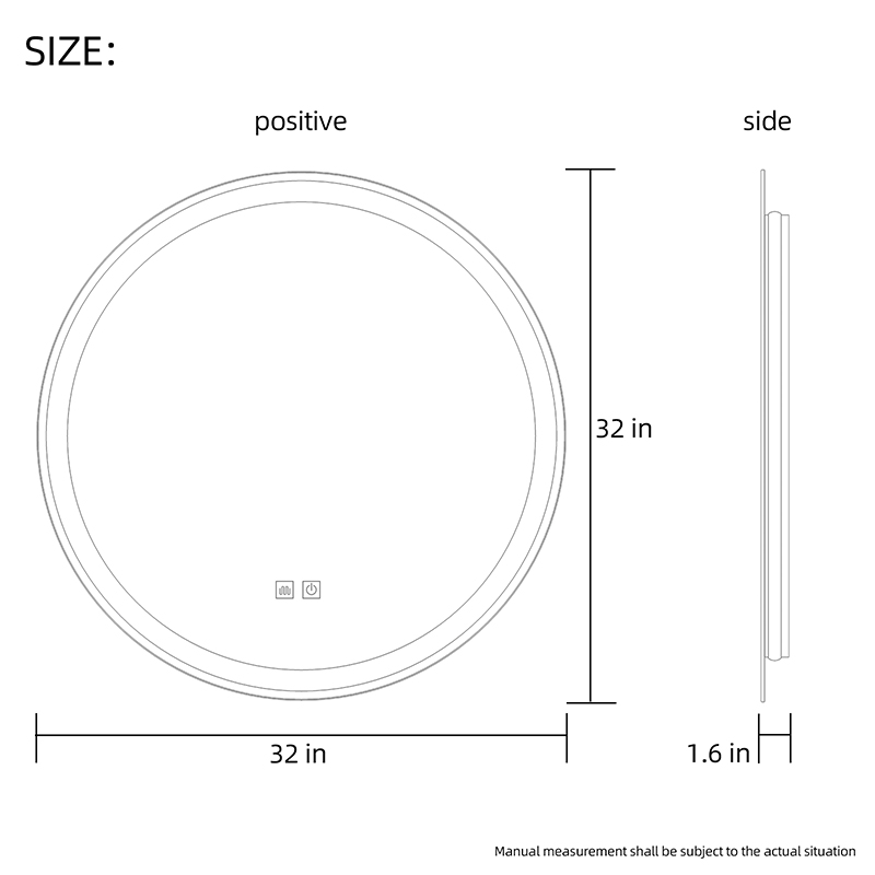 Round touch smart LED anti-fog mirror with light