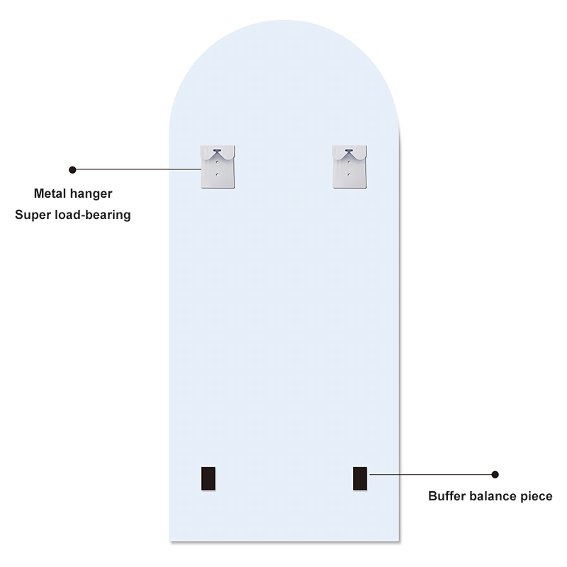 Arched frameless wall-mounted fitting mirror