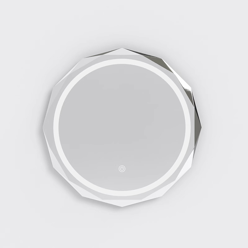 Diamond edge custom round mirror with light touch LED defogger mirror