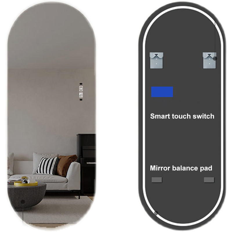 Full-body floor mirror illuminated fitting mirror