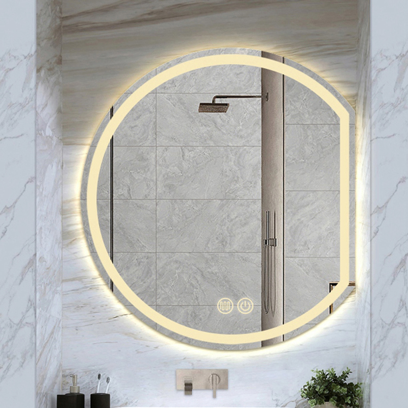 Semi-circular LED smart light-emitting anti-fog HD mirror