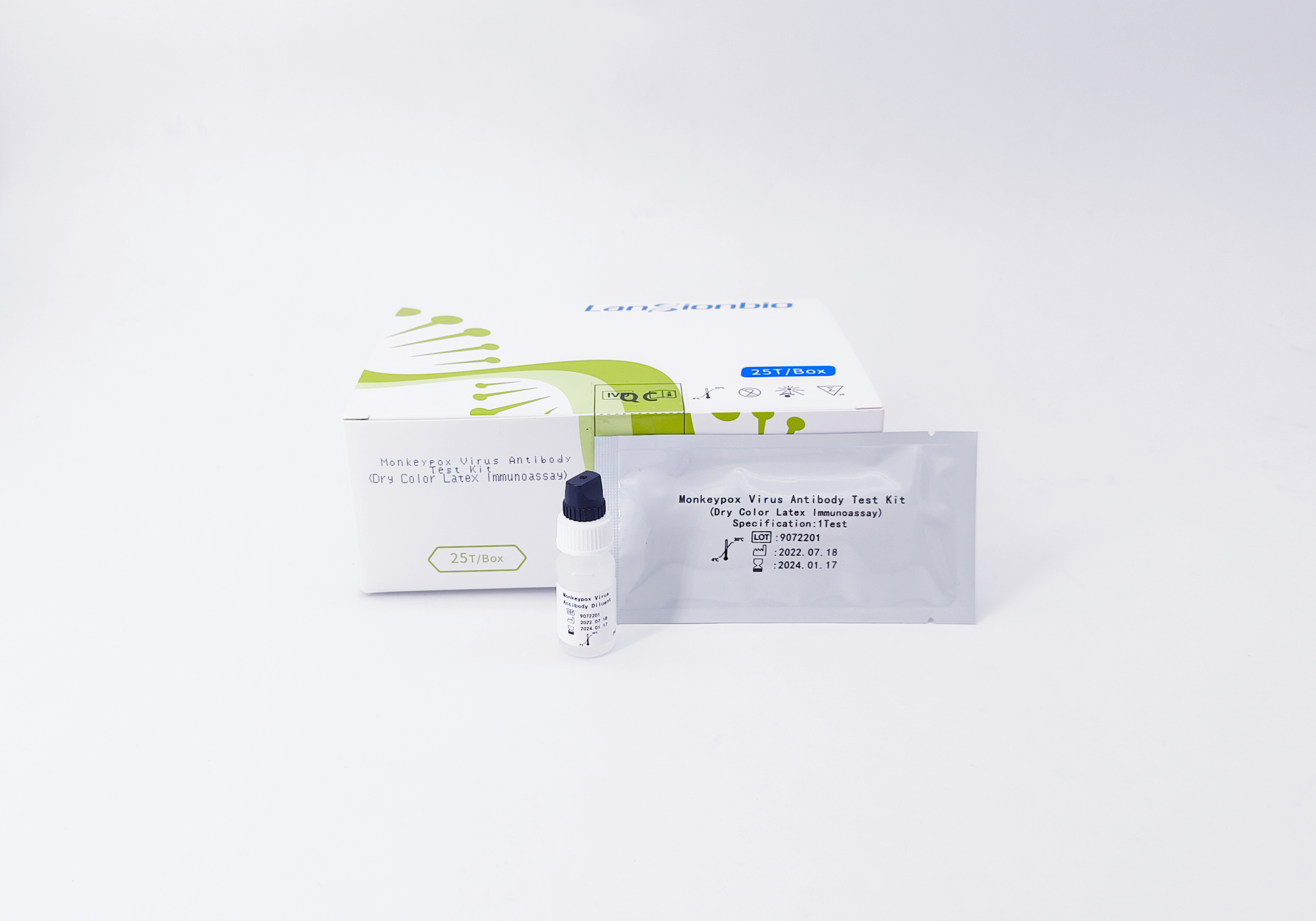 Kit per il test dell'antigene del virus Monkeypox (saggio immunoassorbente a lattex a colori asciutto)