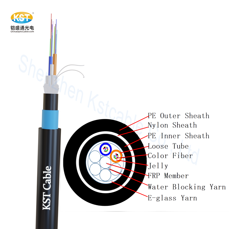 Câble de fibre optique ADSS GYFTY avec gaine en nylon